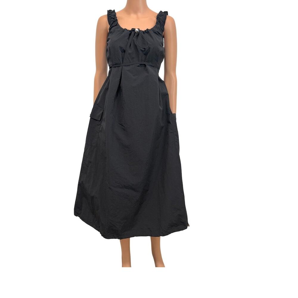 Adora small cinch neck cinch hem tie waist cargo midi dress D1 3488